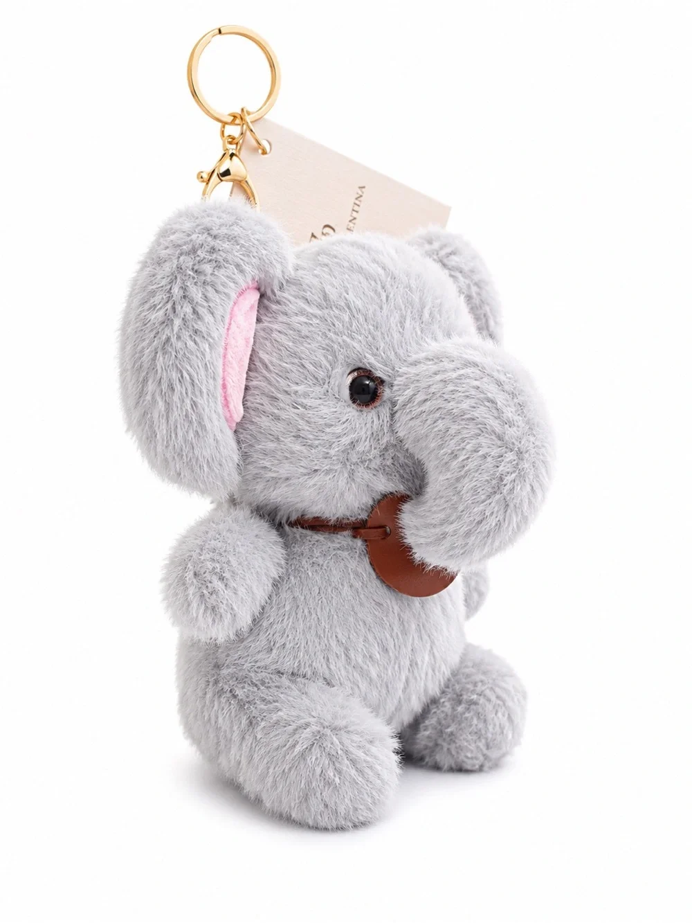 Cute Gray Elephant Plush Keychain Faux Fur Bag Charm La Valentina NWT Gift
